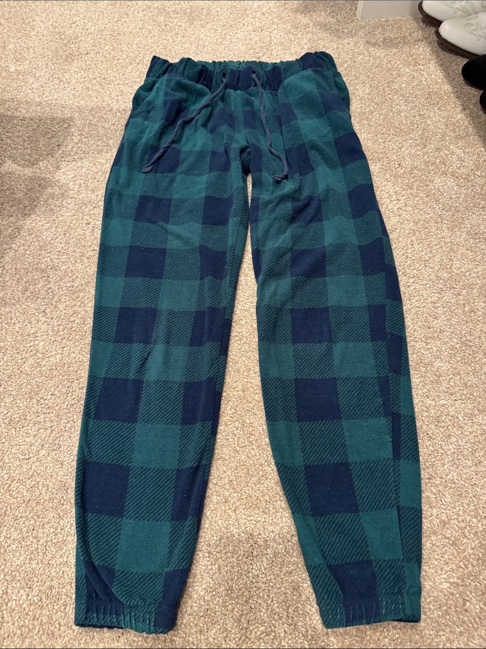 Old Navy Green and Navy Plaid Cozy Pajama Pants